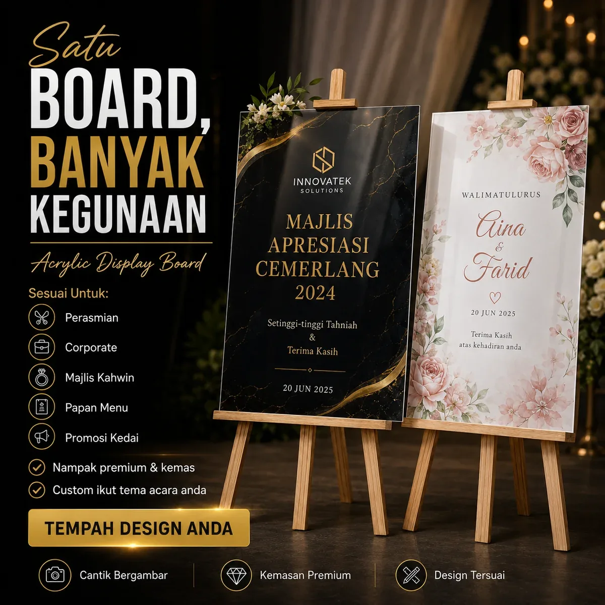 Acrylic signage display board