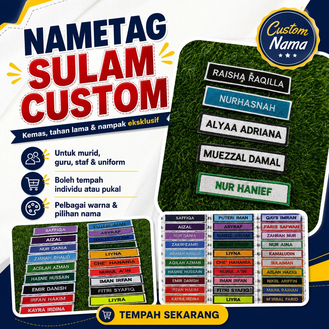 Nametag sulam custom — HGV Print House